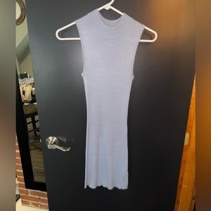 Light blue tank top dress with mock neck
